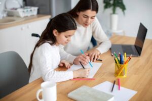 Working homeschool mum planning schedule while balancing parenting and teaching