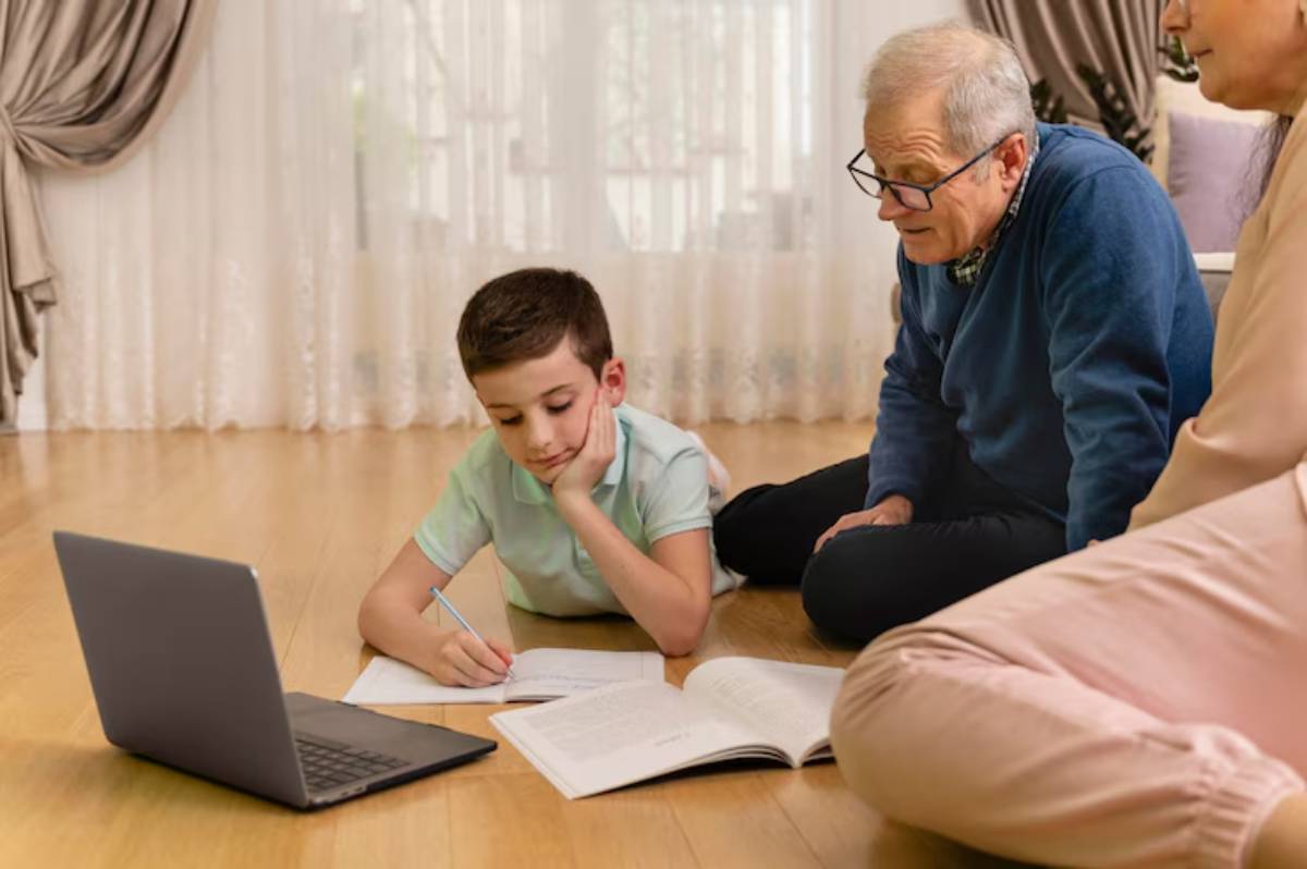 Homeschool grandparents observing learning at home